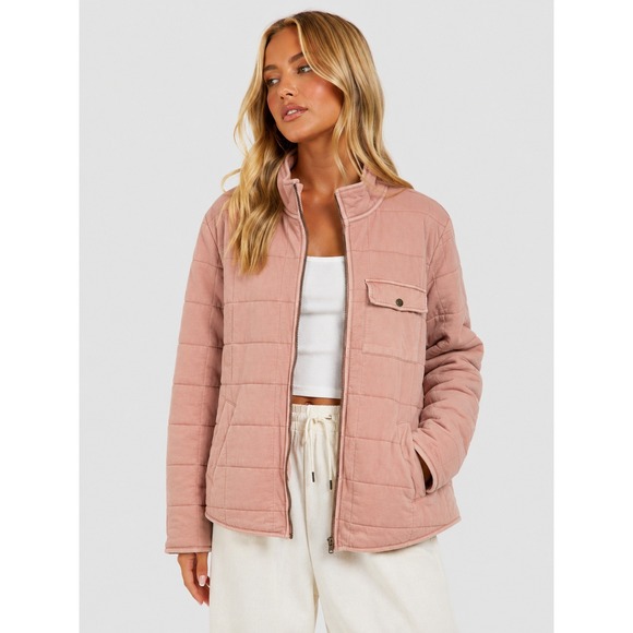 Maurices Jackets & Blazers - Maurices Dusty Rose Pink Quilted Mock Neck Full Zip Utility Barn Jacket M